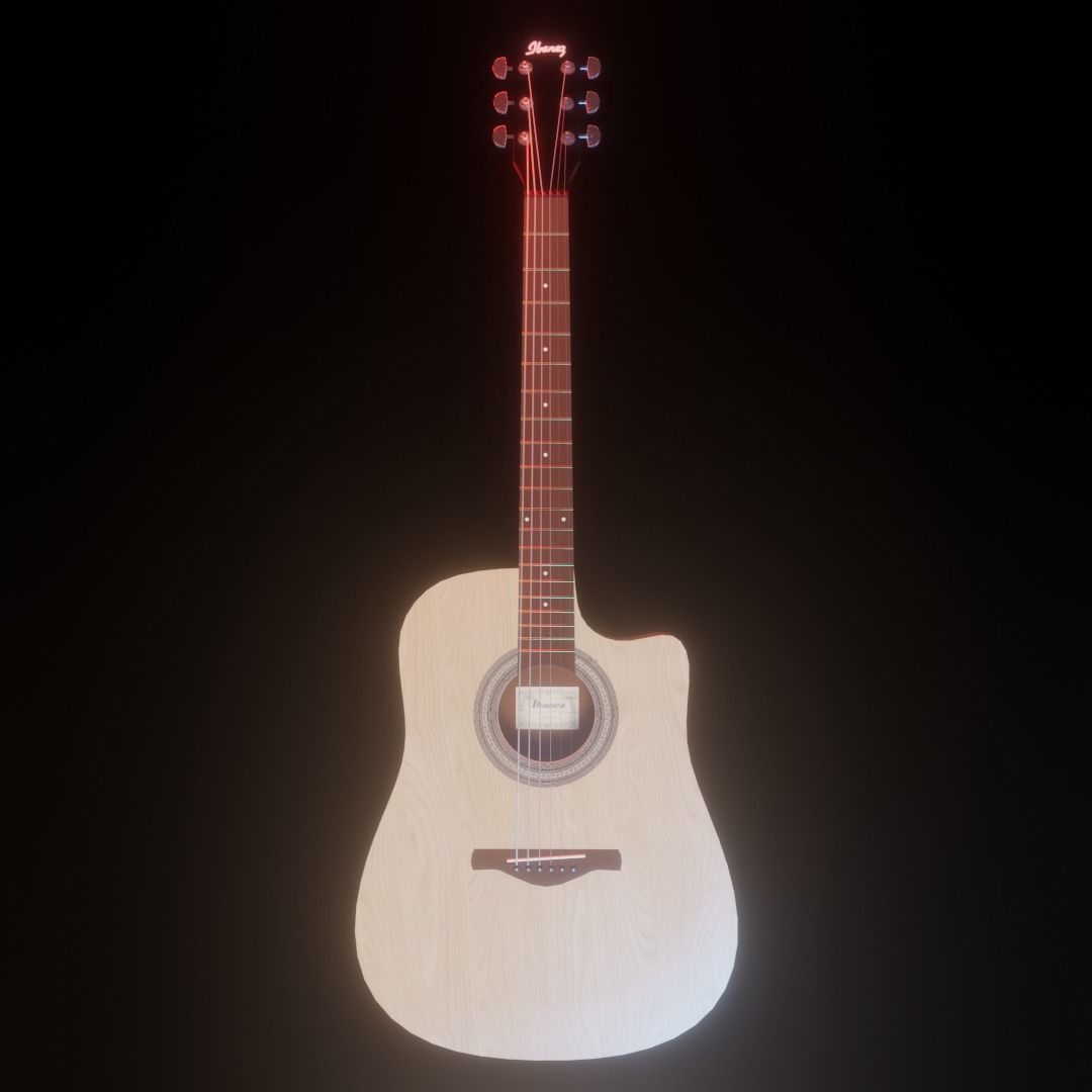 Ibanez Acoustic Guitar Low-poly 3D model_1