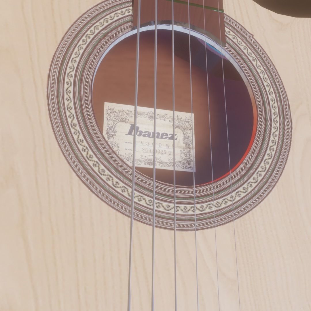 Ibanez Acoustic Guitar Low-poly 3D model_2