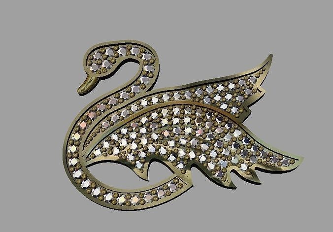 Gold Swan Pendant 3D print model