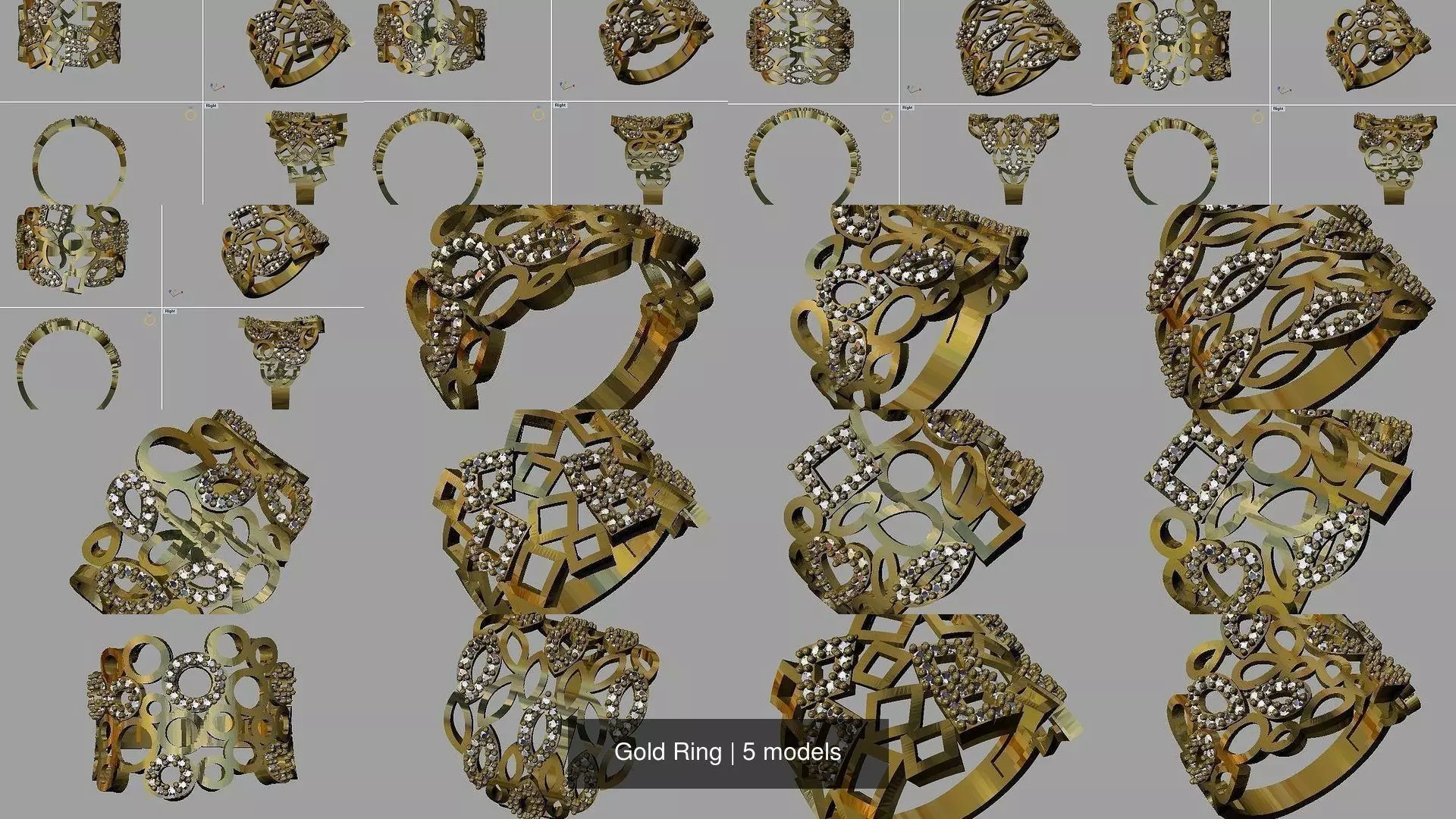 Gold Ring 3D Model Collection_0
