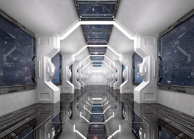 SCI FI INTERIOR SCENE SPACE SHIP Low-poly 3D model