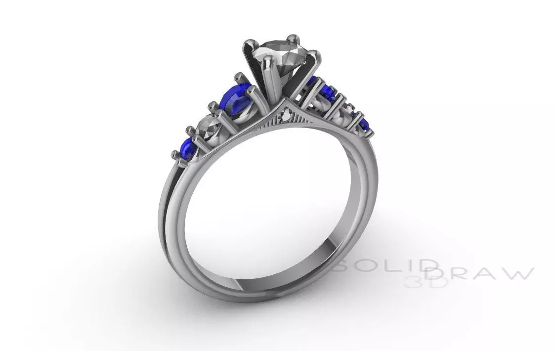 Ring Engagment Ring Saphire 3D print model 3D print model