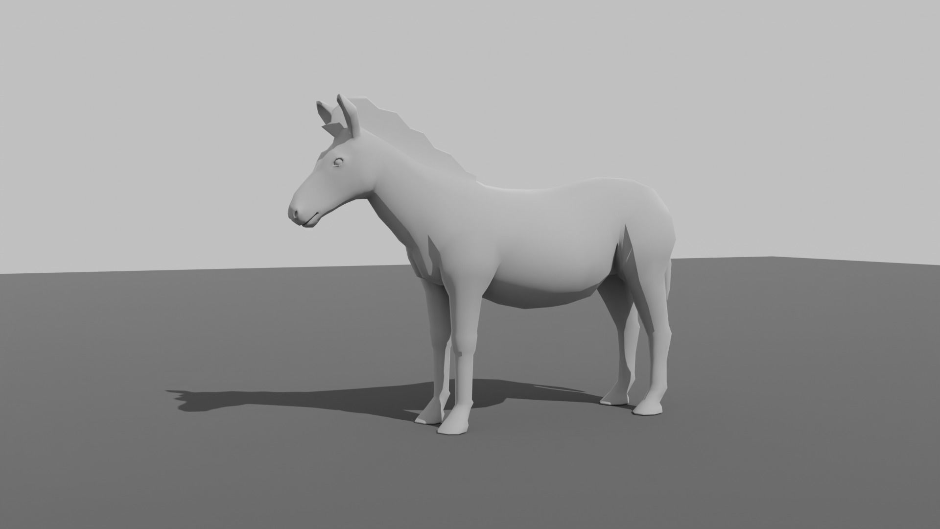 Zebra donkey Low-poly 3D model_6