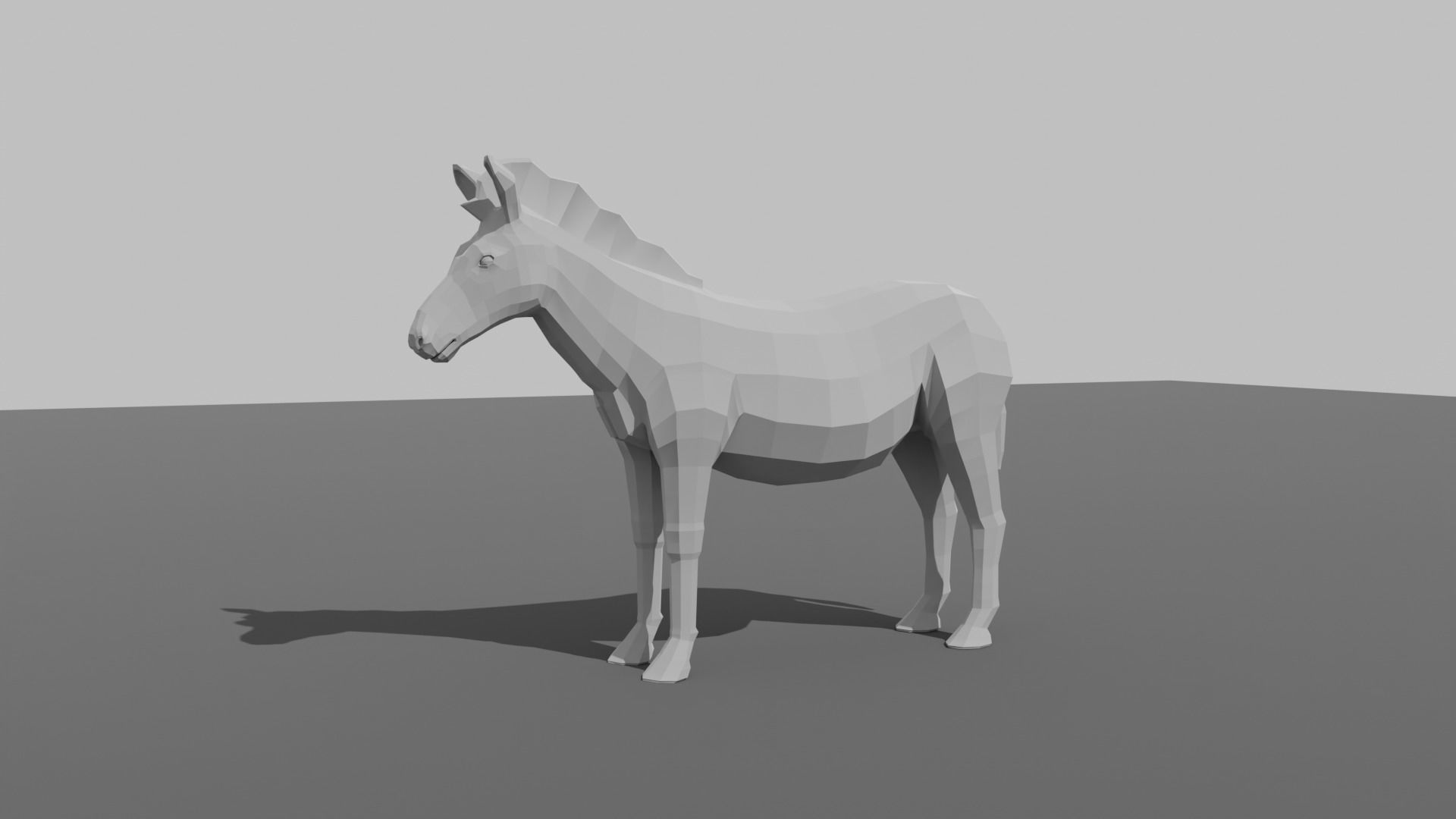 Zebra donkey Low-poly 3D model_10
