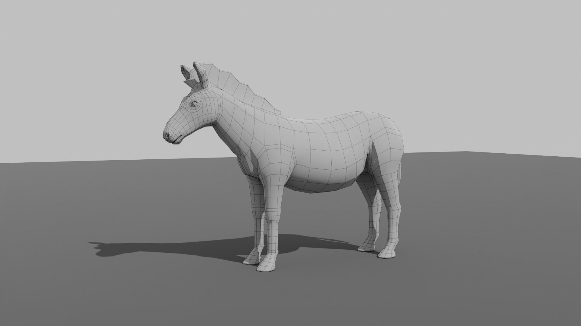Zebra donkey Low-poly 3D model_11