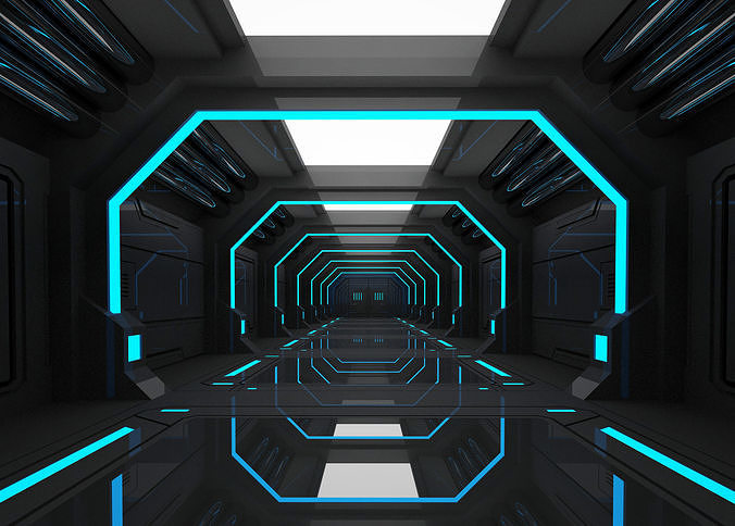 SCI FI INTERIOR SCENE SPACE SHIP Low-poly 3D model