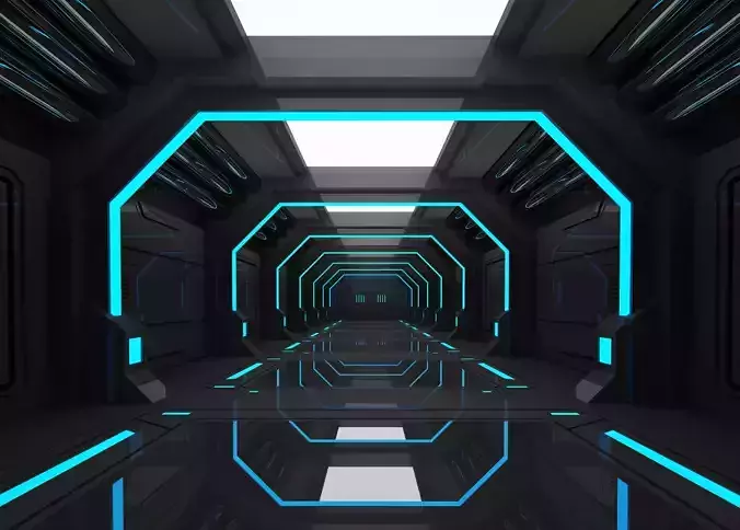 SCI FI INTERIOR SCENE SPACE SHIP Low-poly 3D model