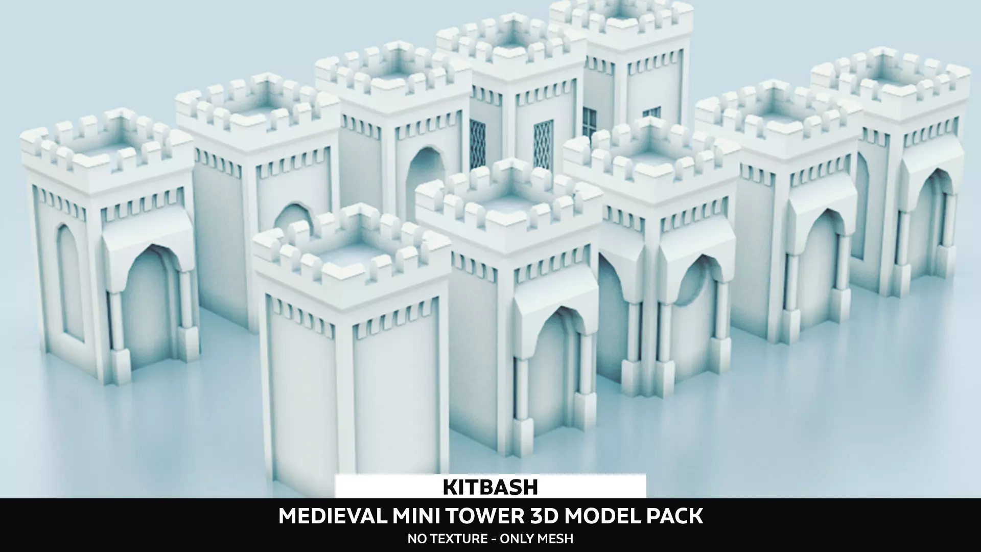 Medieval Small Tower Pack Low-poly 3D model_0