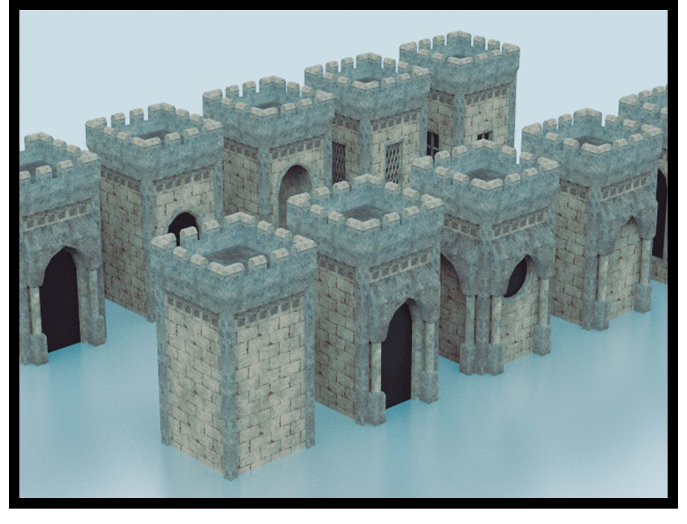 Medieval Small Tower Pack Low-poly 3D model_1