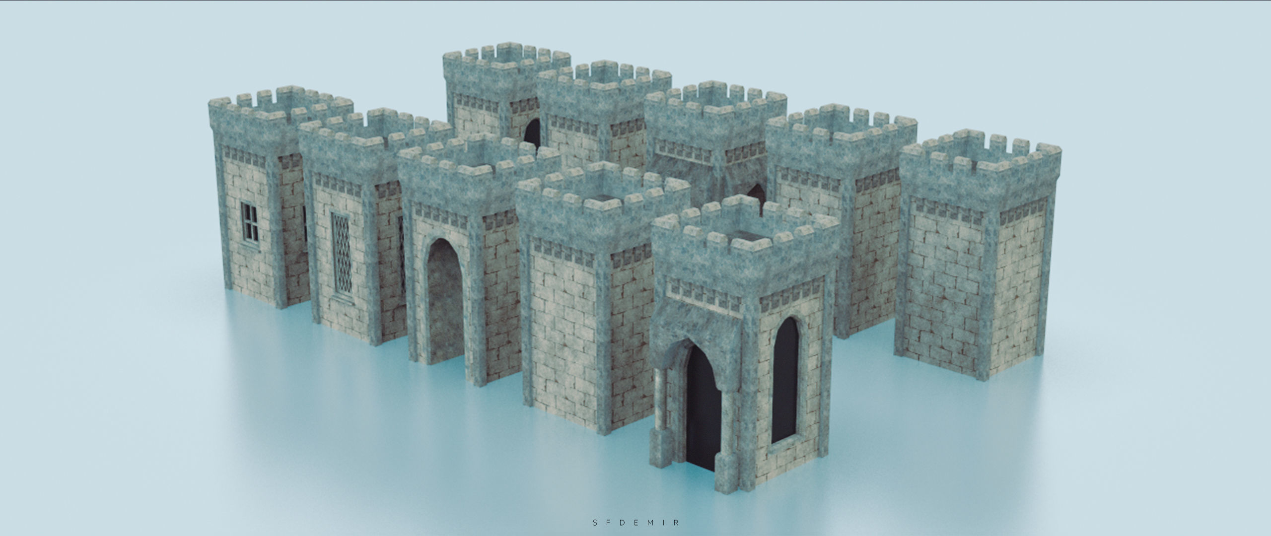 Medieval Small Tower Pack Low-poly 3D model_6
