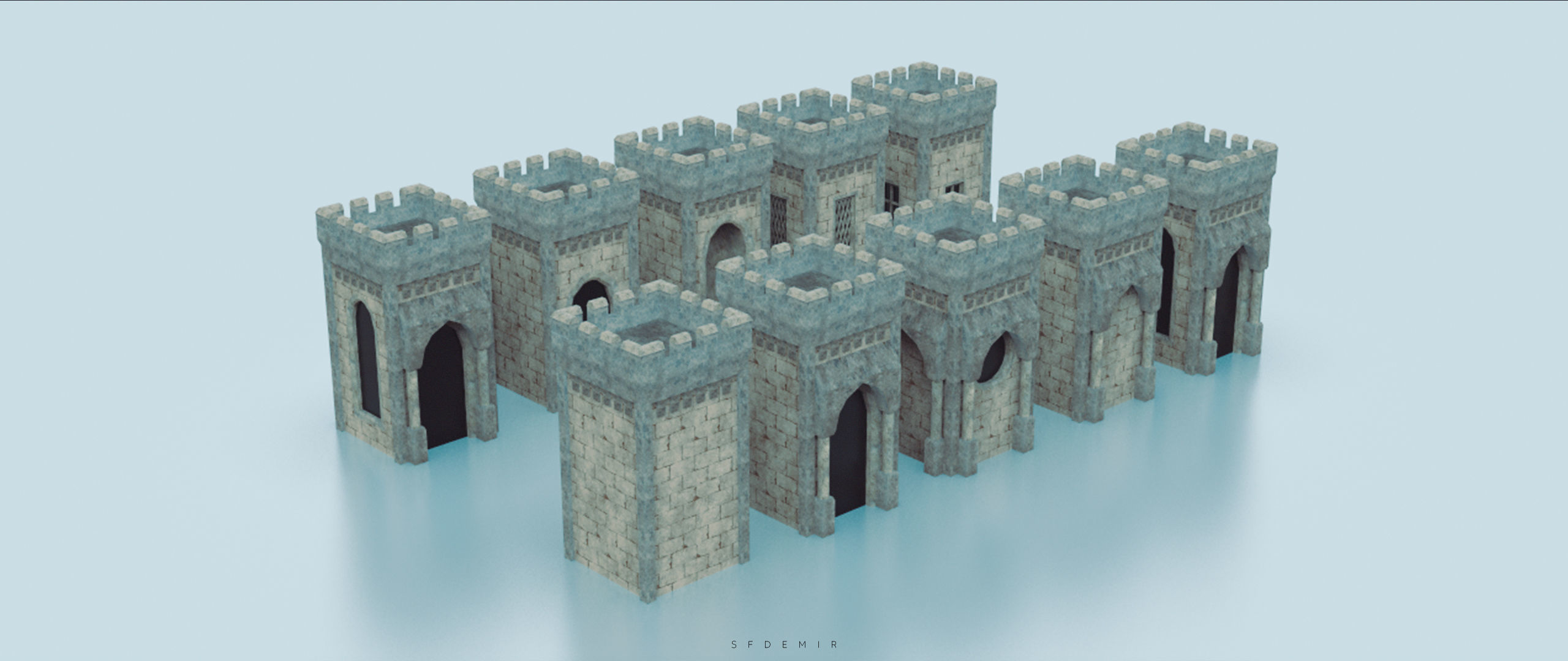 Medieval Small Tower Pack Low-poly 3D model_7