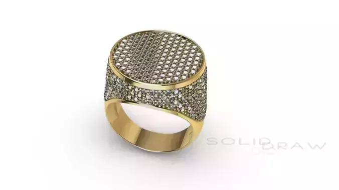 Ring Men Round Diamond Ice Ring 3D print model