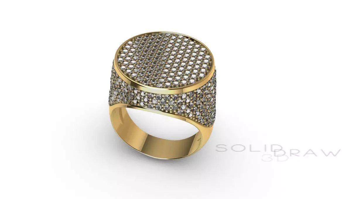 Ring Men Round Diamond Ice Ring 3D print model 3D print model_0