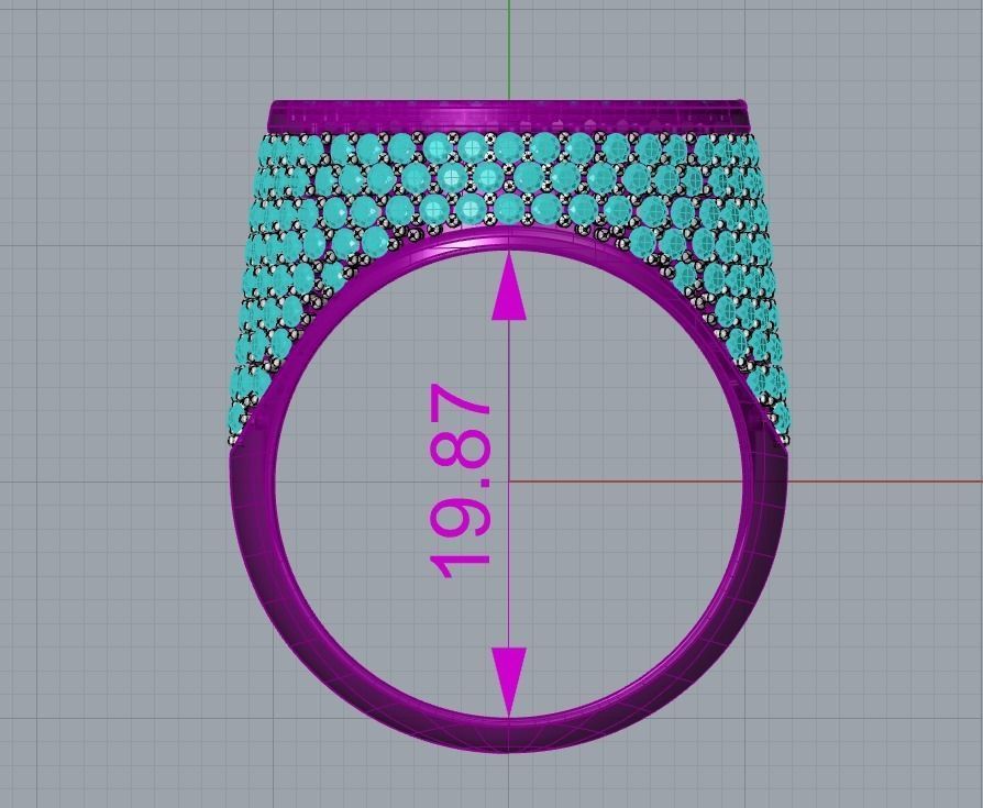Ring Men Round Diamond Ice Ring 3D print model 3D print model_10