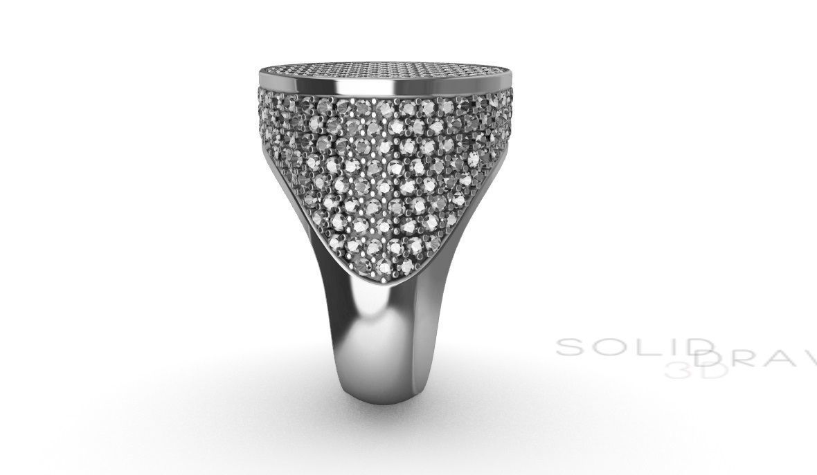 Ring Men Round Diamond Ice Ring 3D print model 3D print model_4