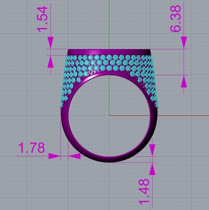 Ring Men Round Diamond Ice Ring 3D print model 3D print model_7