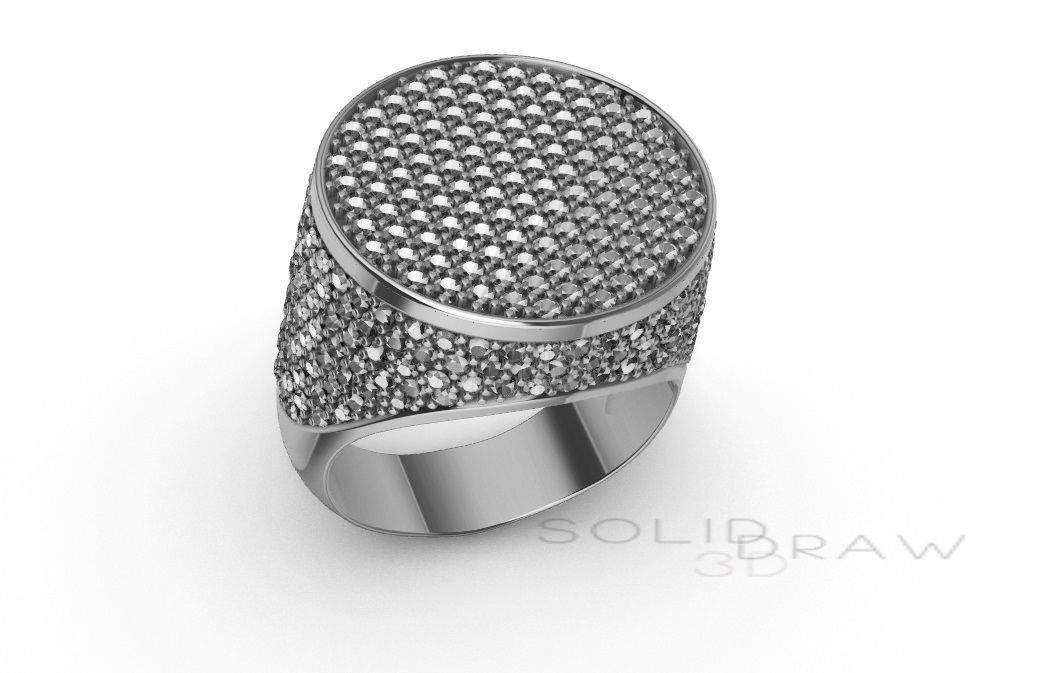 Ring Men Round Diamond Ice Ring 3D print model 3D print model_3