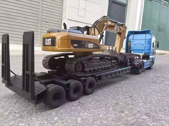 Trailer RC truck 1 14 Printable low boy scale 3D print model