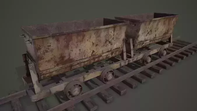 Mine Trolley PBR Low-poly 3D model