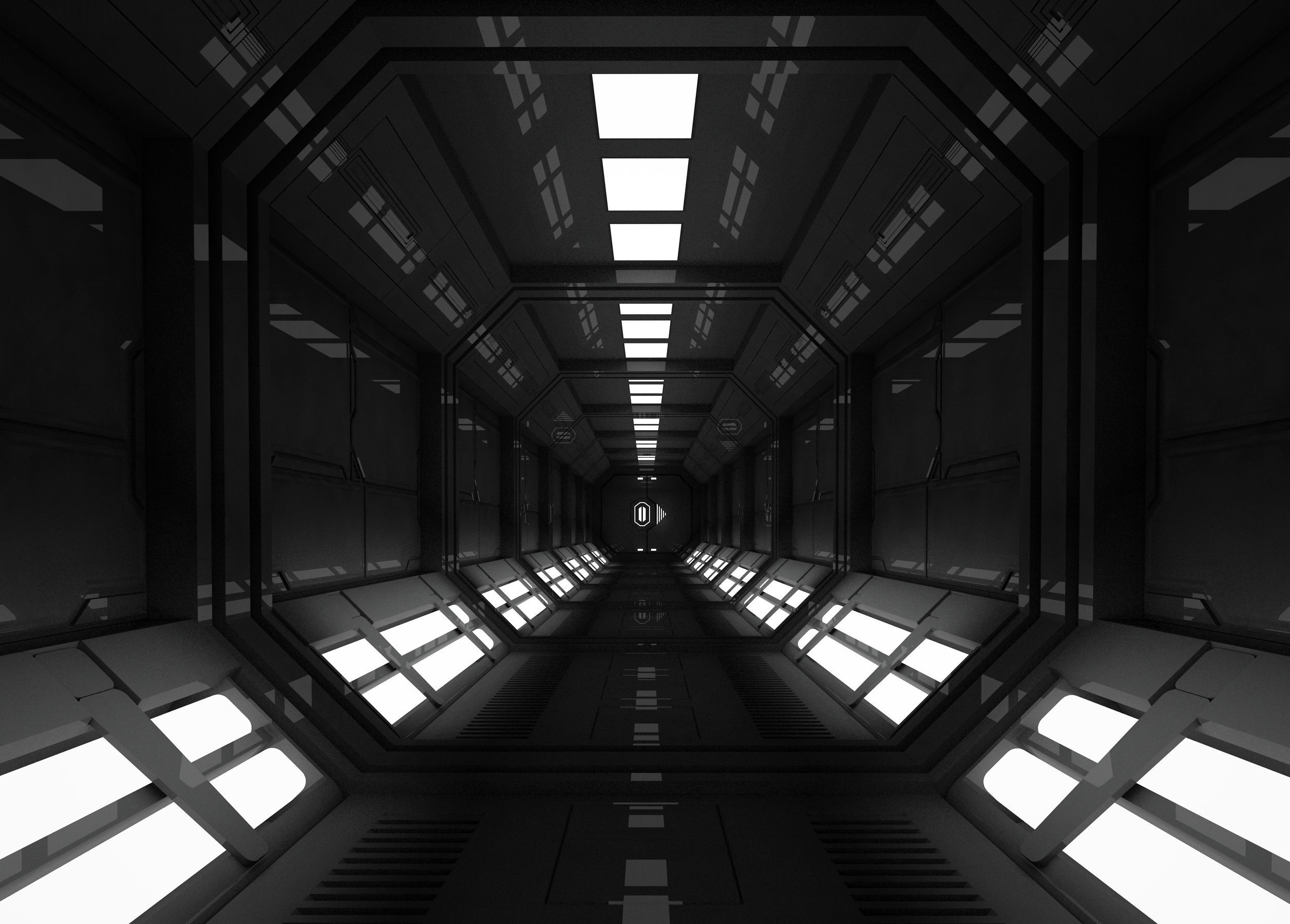SCI FI INTERIOR SCENE SPACE SHIP CORRIDOR Low-poly 3D model_1
