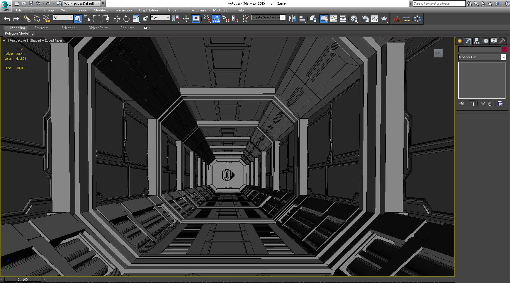 SCI FI INTERIOR SCENE SPACE SHIP CORRIDOR Low-poly 3D model_5