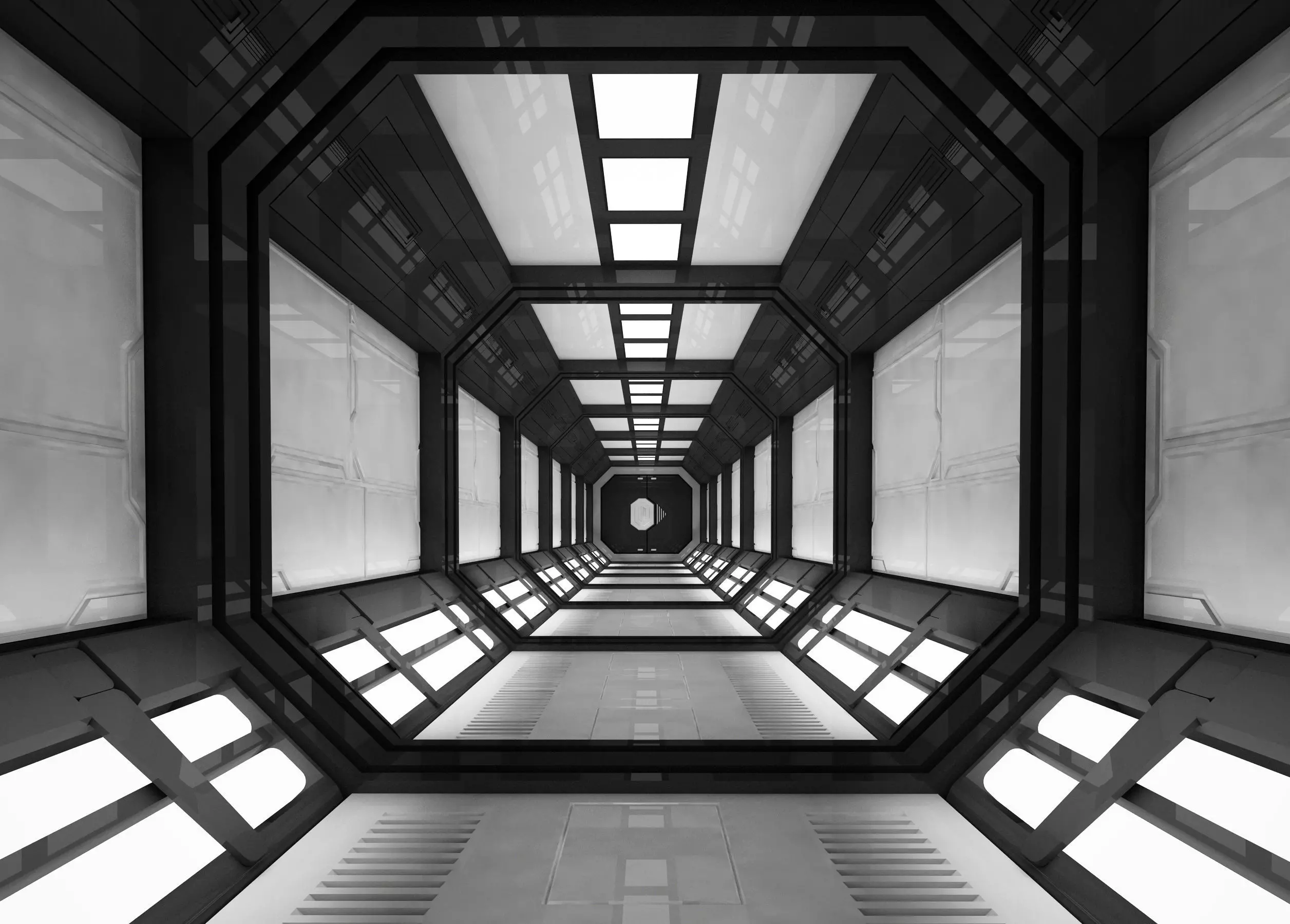 SCI FI INTERIOR SCENE SPACE SHIP CORRIDOR Low-poly 3D model_0