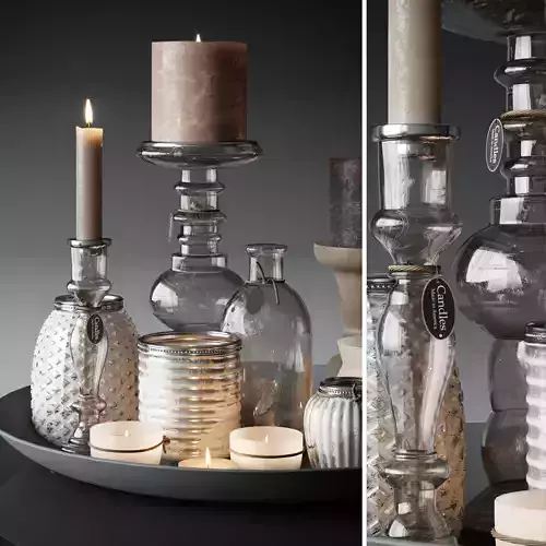 Candles Set glass vases and candle holders
