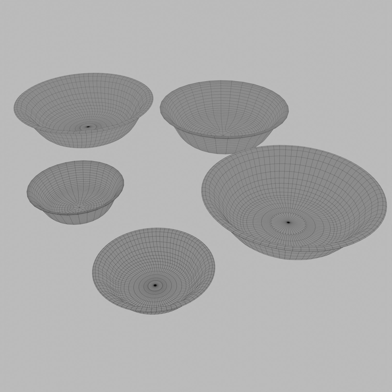 Set of Five Bowls Free 3D model_1