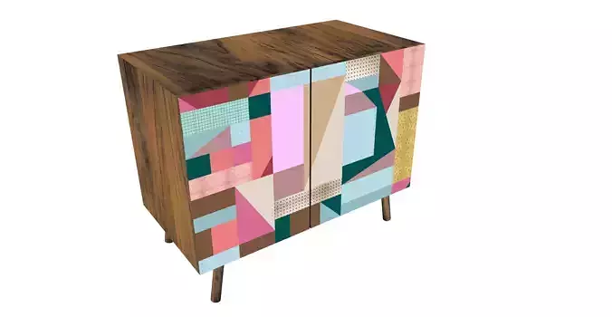 cabinate wooden cabinet with geometric patterns