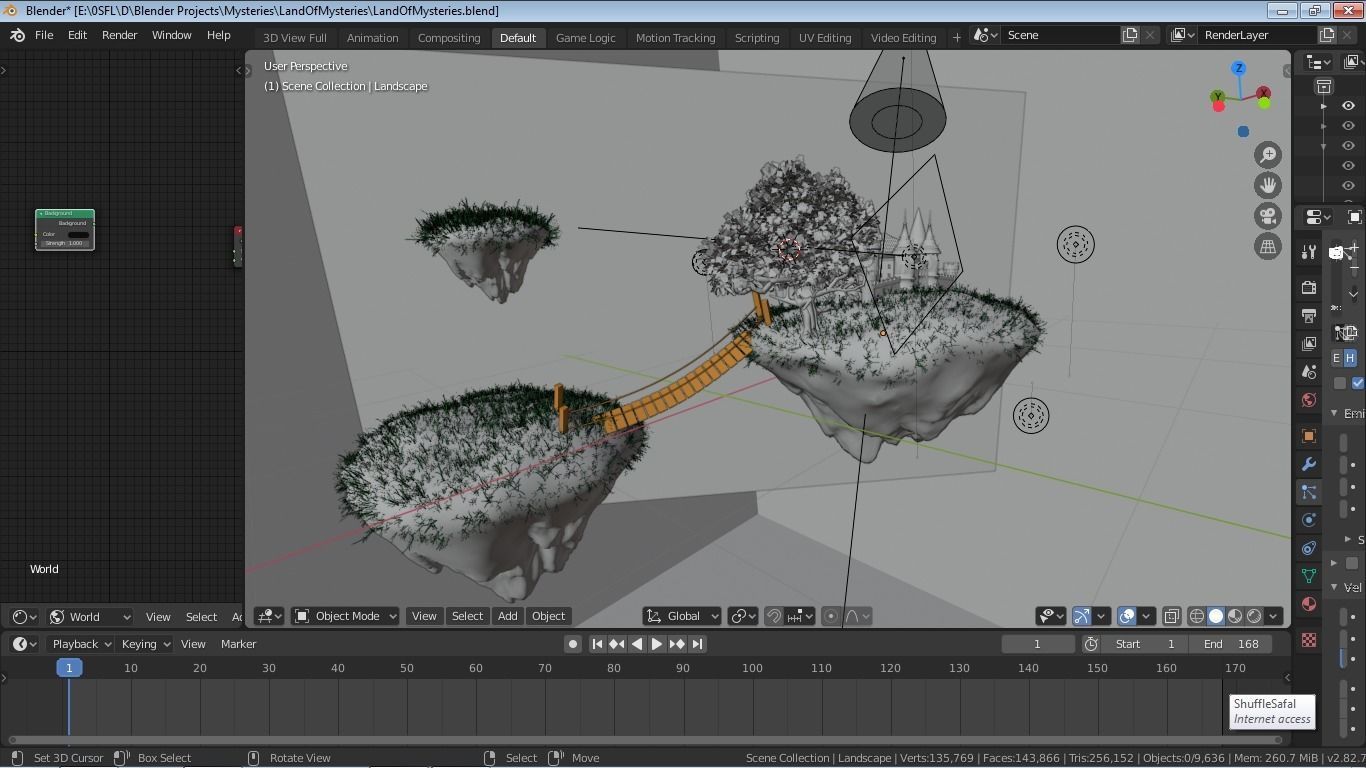 Land of Mysteries Complete Scene Floating Islands and Castle Low-poly 3D model_4
