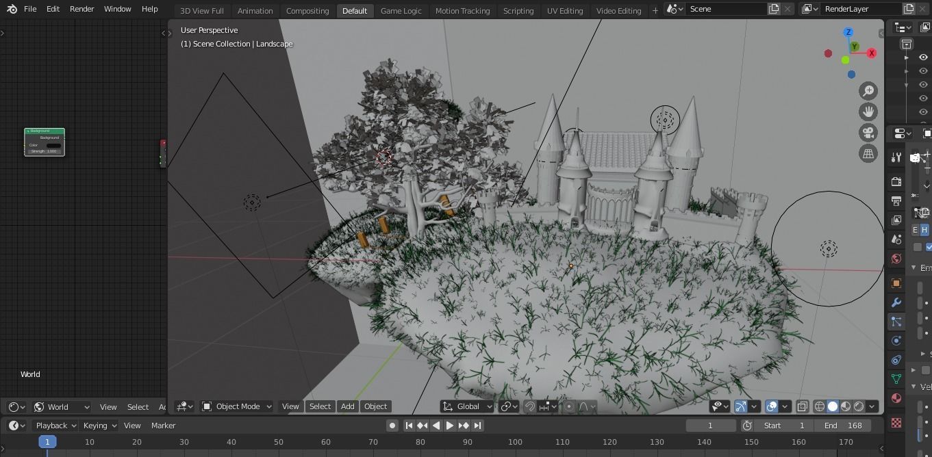 Land of Mysteries Complete Scene Floating Islands and Castle Low-poly 3D model_5