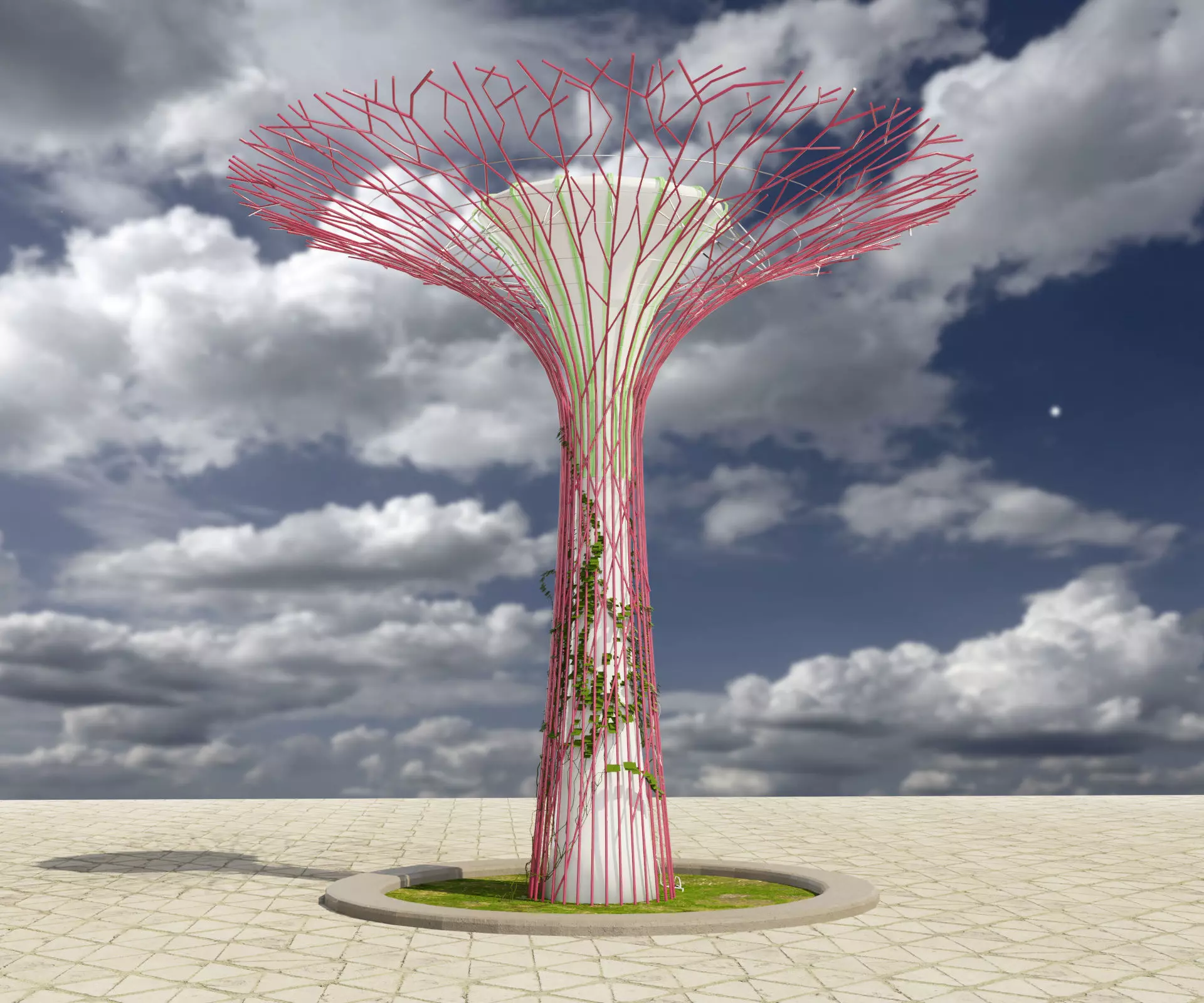 Singapore supertrees Gardens by the Bay Low-poly 3D model_0