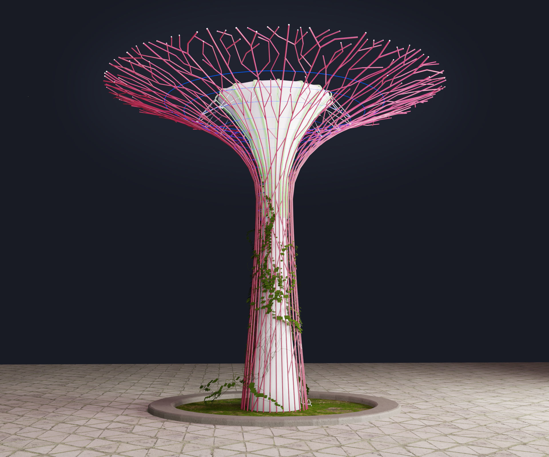 Singapore supertrees Gardens by the Bay Low-poly 3D model_1