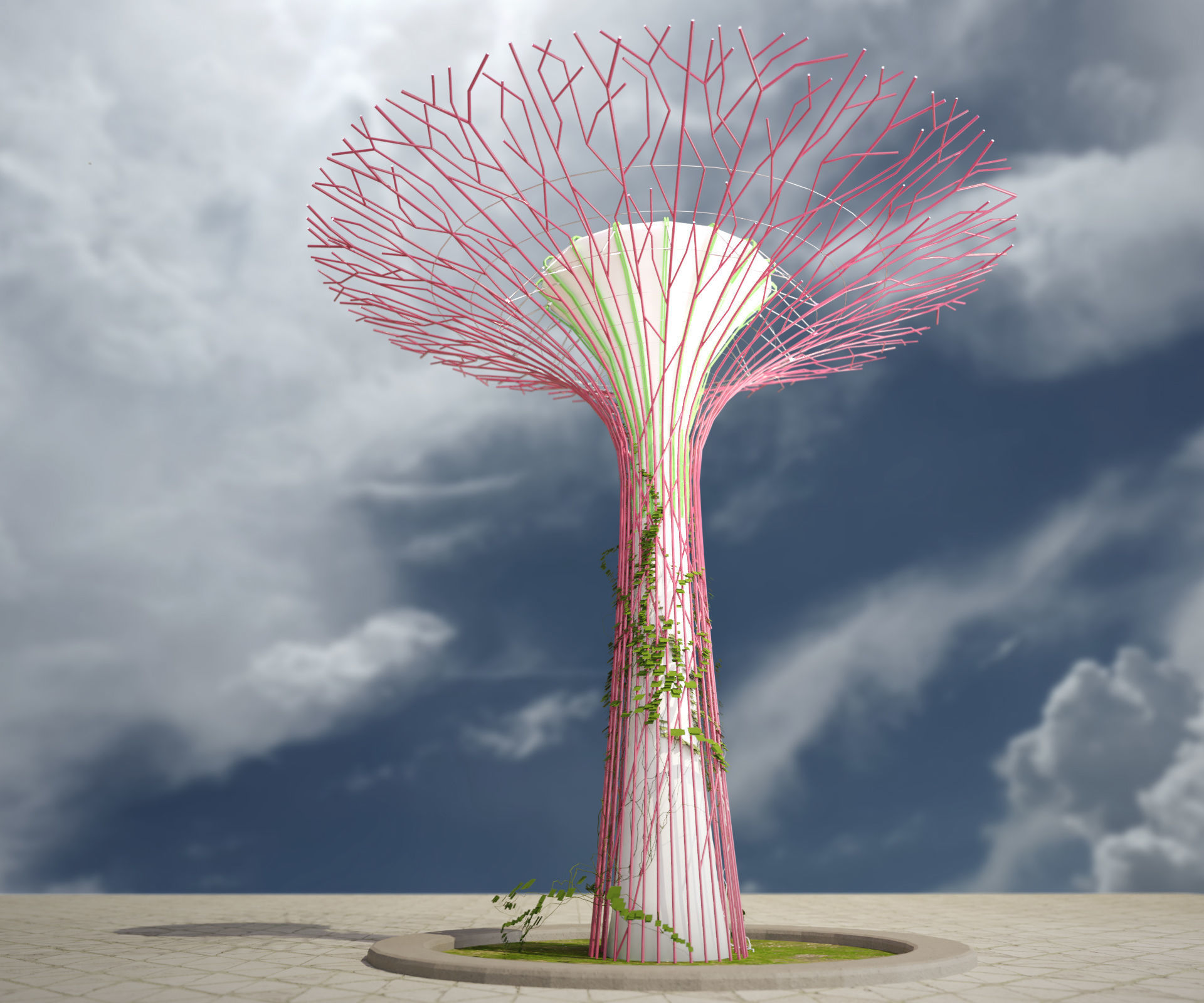 Singapore supertrees Gardens by the Bay Low-poly 3D model_3