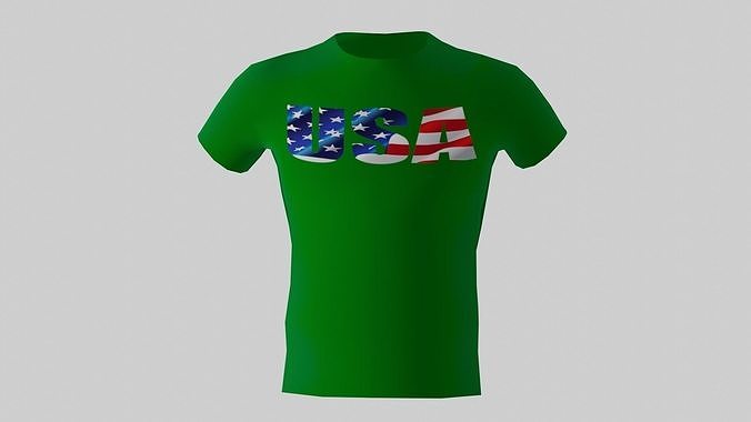 Low poly USA shirt green colour  Low-poly 3D model