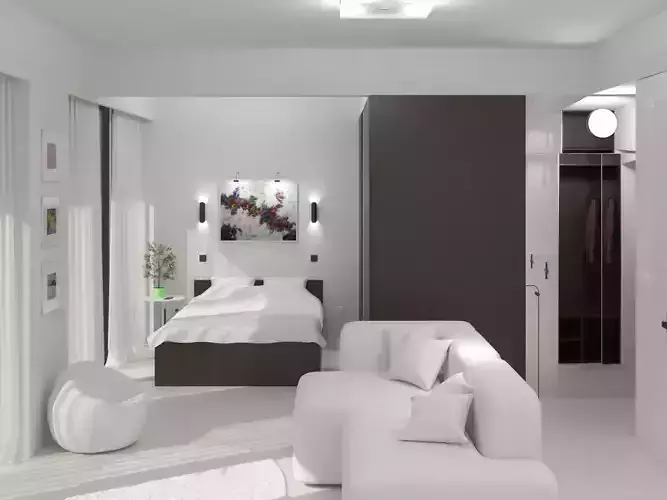 Studio Living Room Apartment Interior Design 3D model