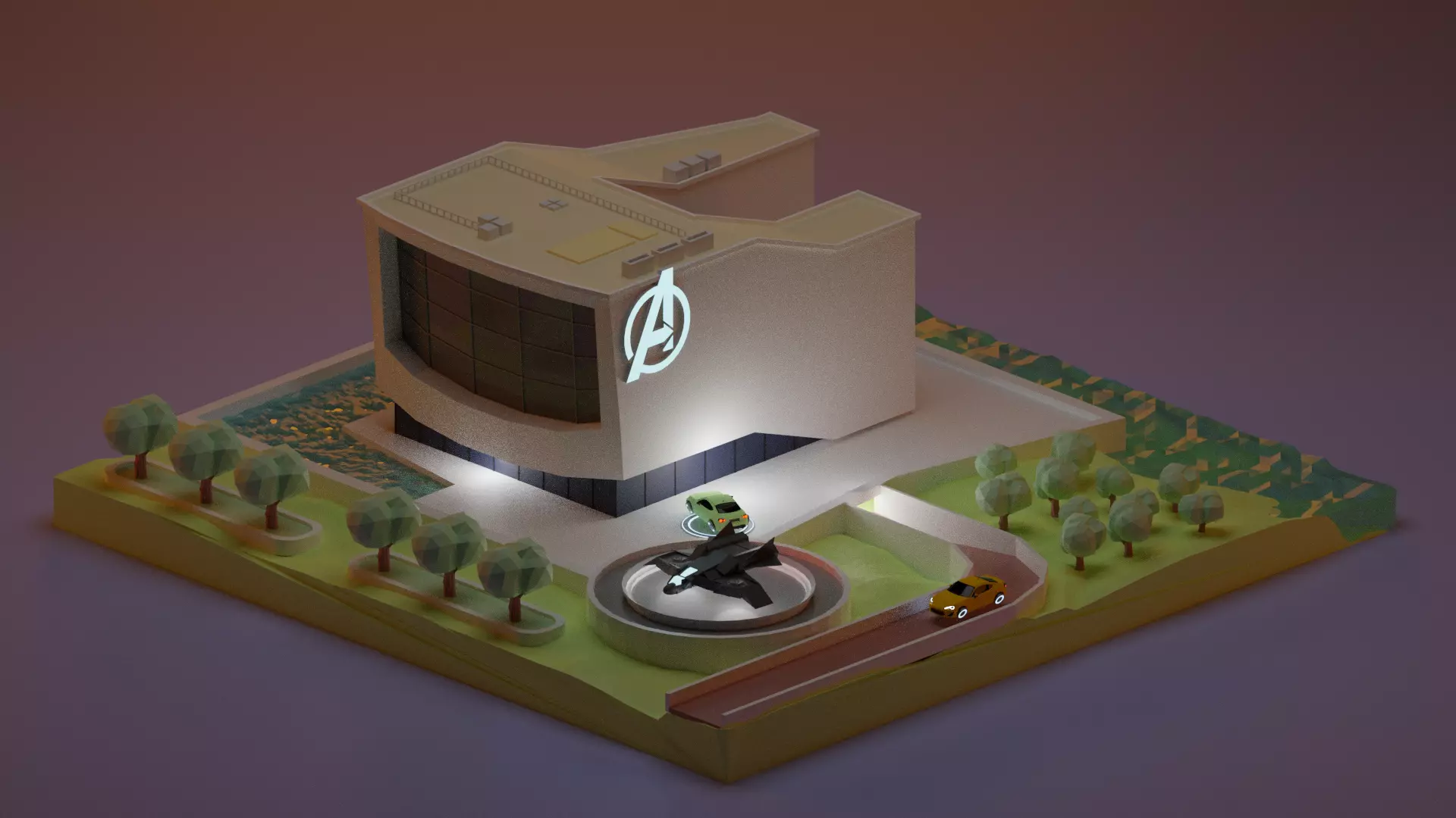 Avengers Hq lowpoly Low-poly 3D model