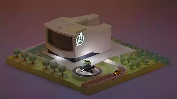 Avengers Hq lowpoly Low-poly 3D model