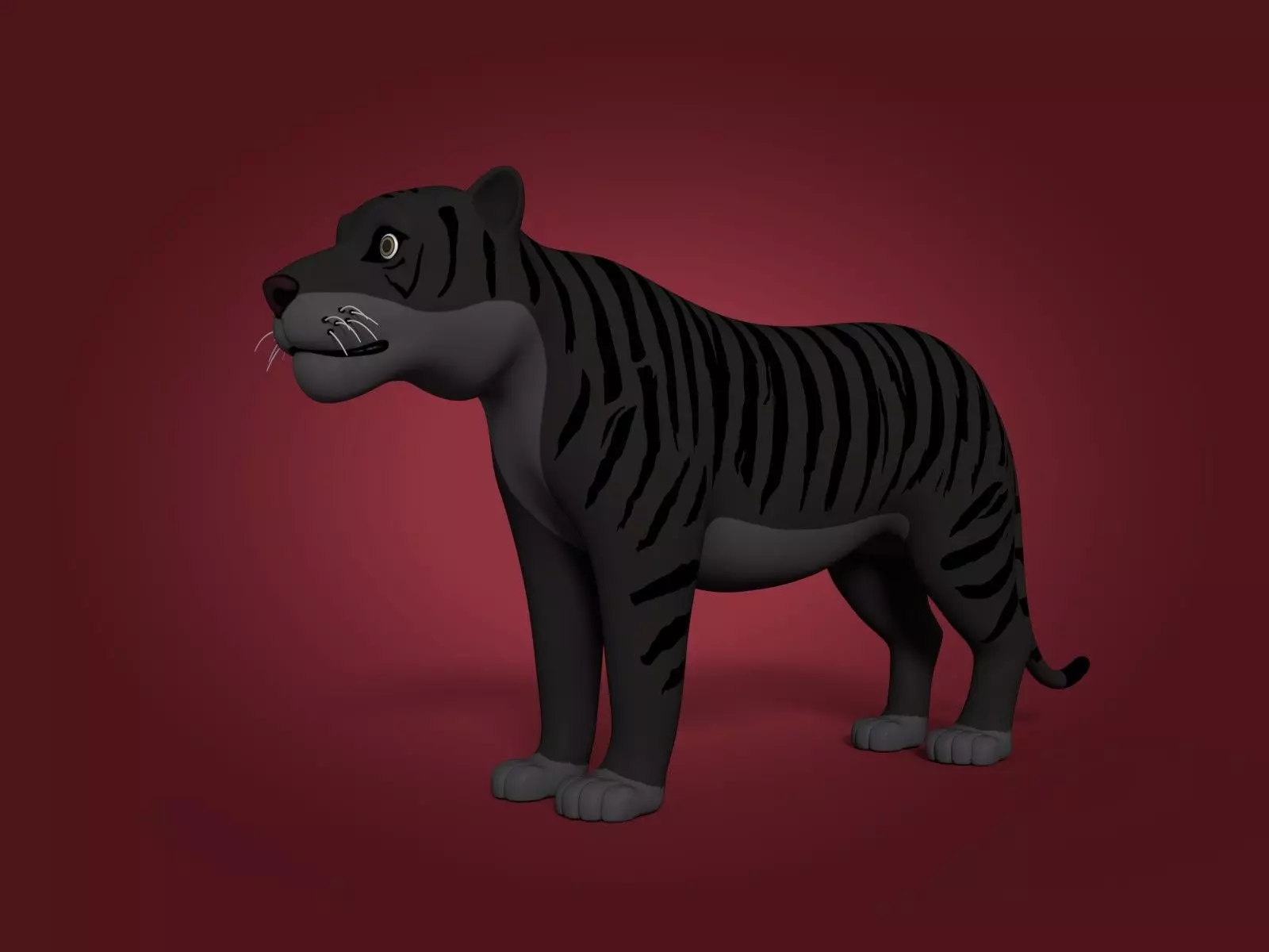 Cartoon Black Tiger Low-poly 3D model