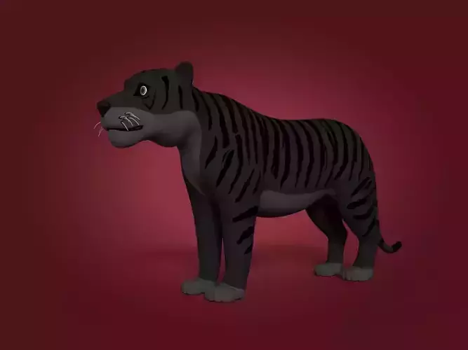 Cartoon Black Tiger Low-poly 3D model