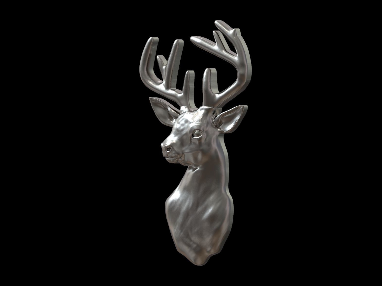 Deer head bas relief 3D print model_13