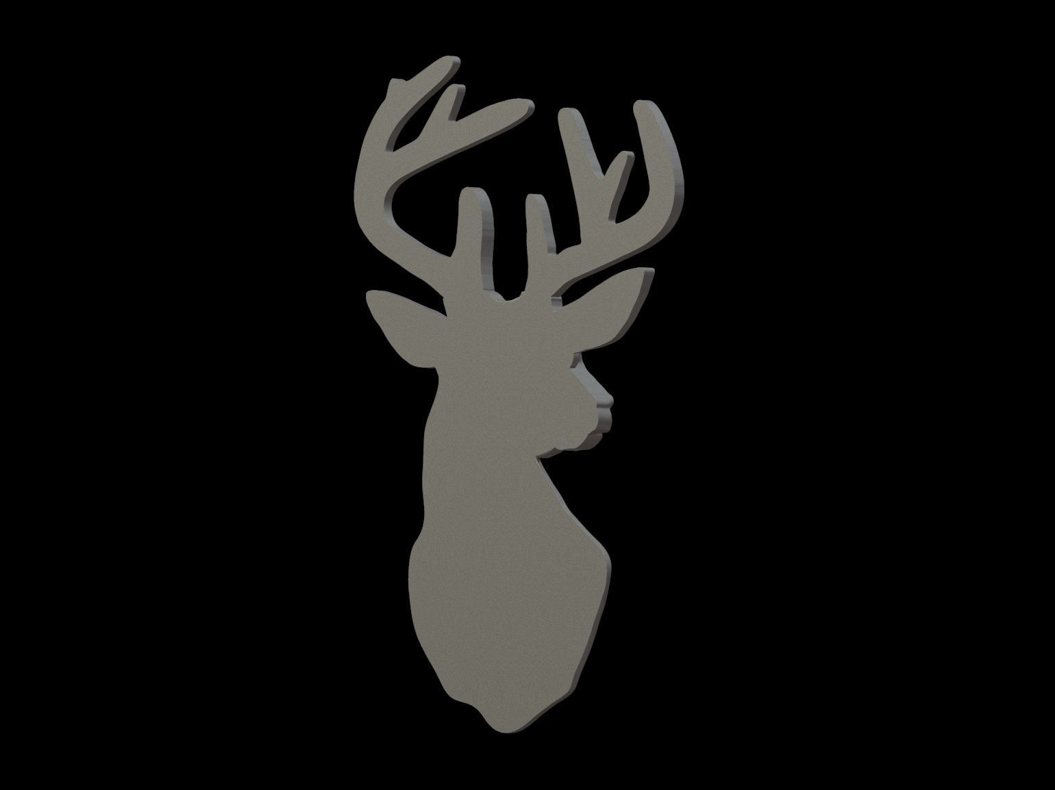 Deer head bas relief 3D print model_7