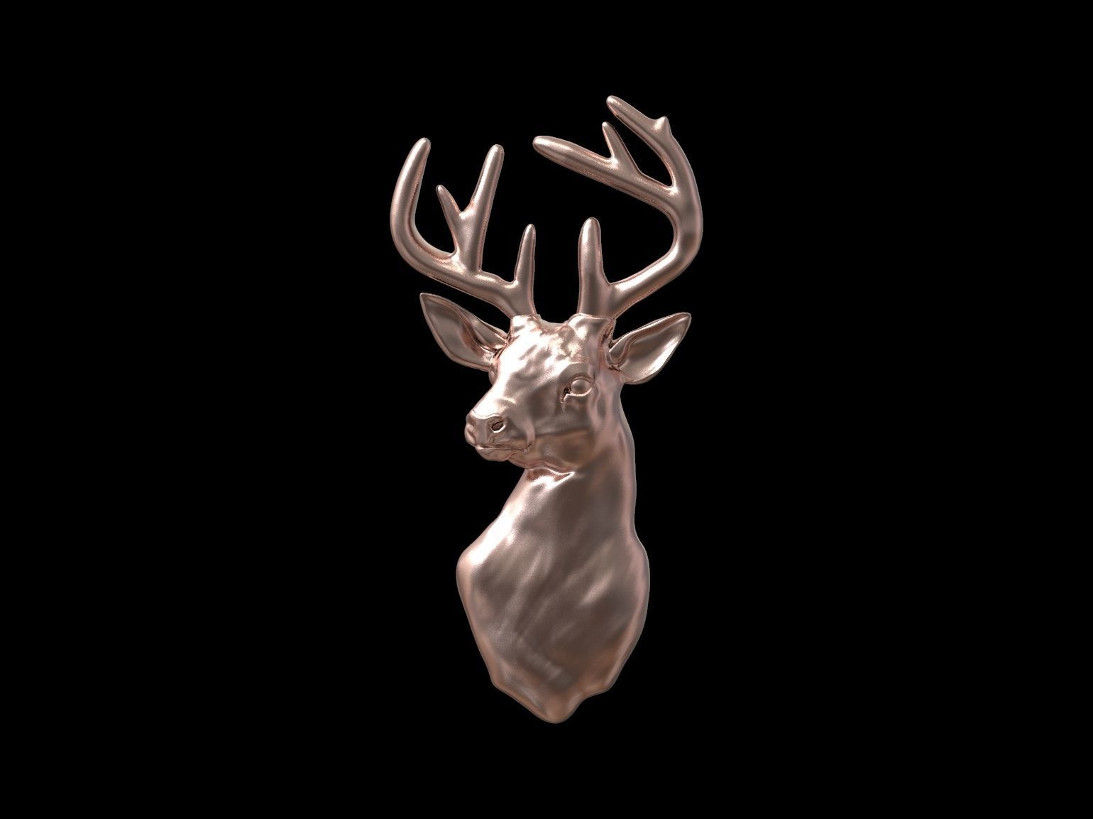 Deer head bas relief 3D print model_17
