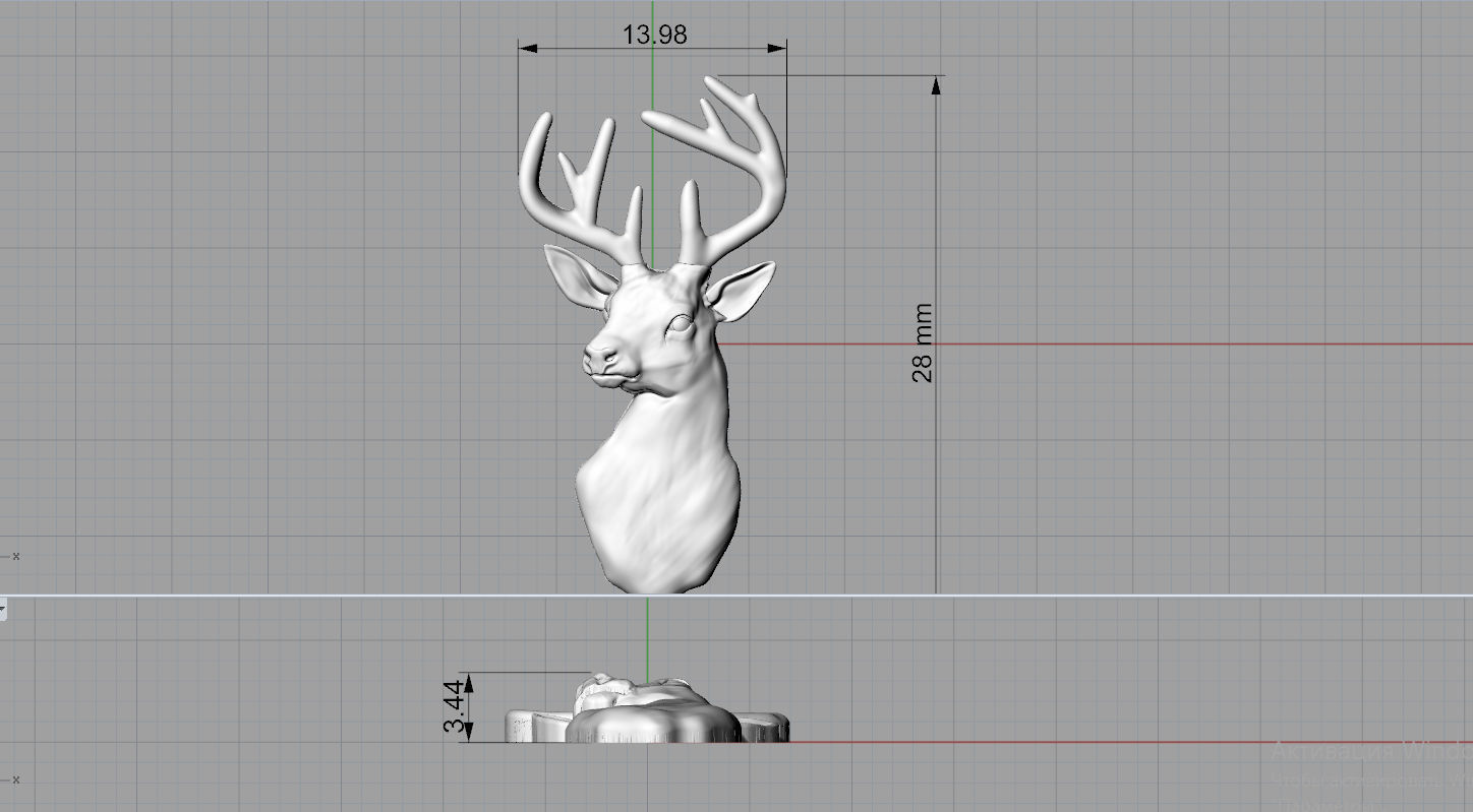 Deer head bas relief 3D print model_3