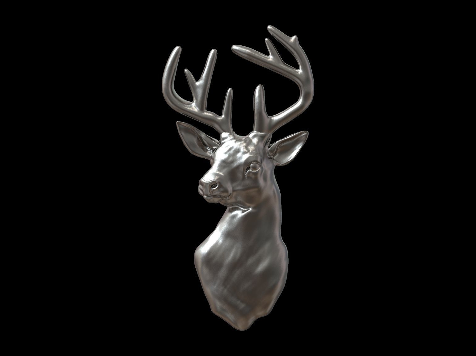 Deer head bas relief 3D print model_1