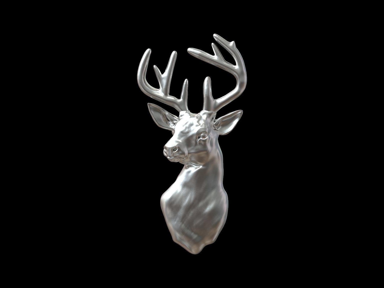 Deer head bas relief 3D print model_18
