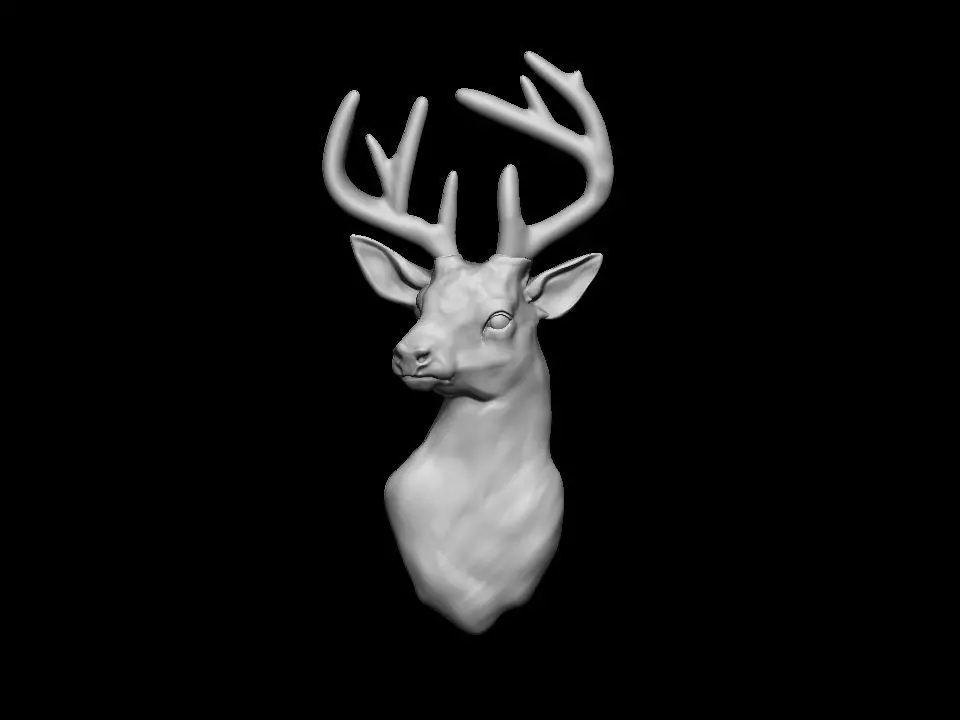 Deer head bas relief 3D print model_0