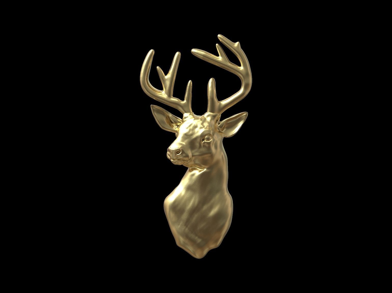 Deer head bas relief 3D print model_2