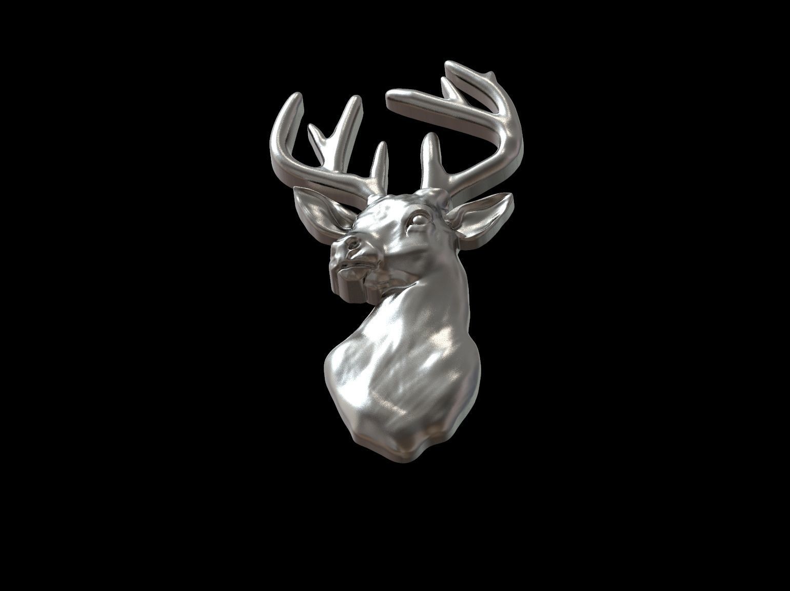 Deer head bas relief 3D print model_16