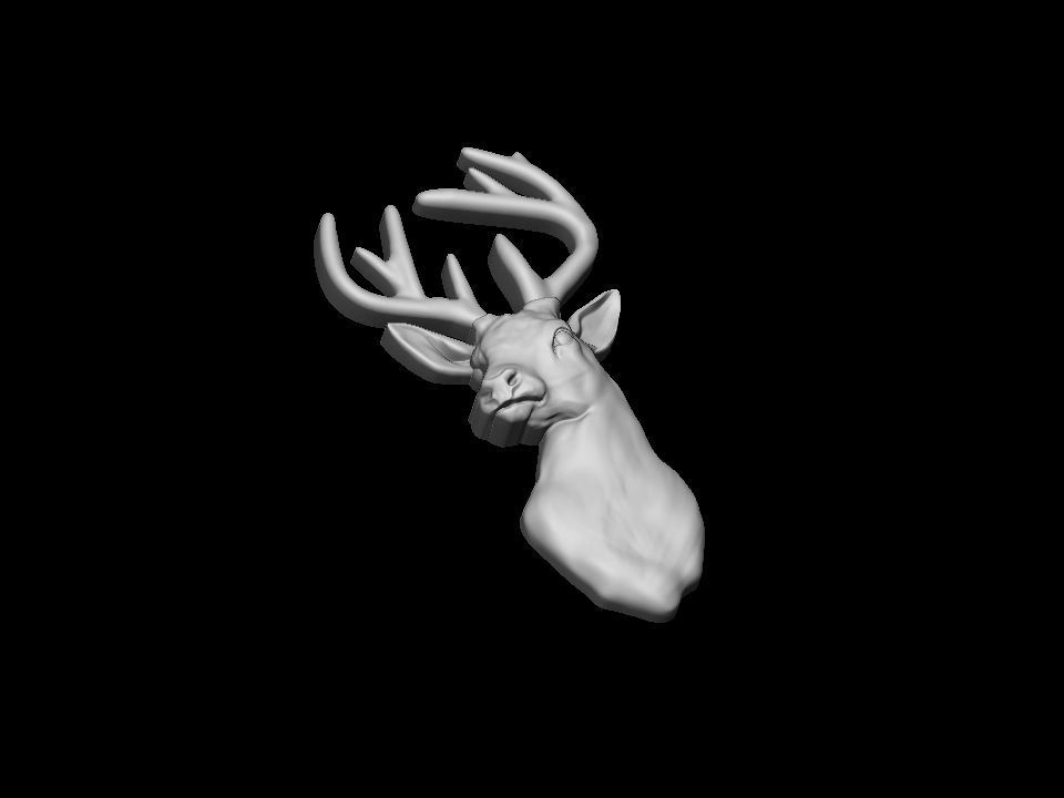 Deer head bas relief 3D print model_10